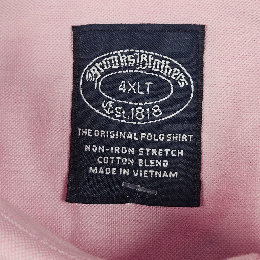 NEW Brooks Brothers Button Down Shirt Mens 4XLT Pink Non-Iron Stretch Cotton - Picture 4 of 11